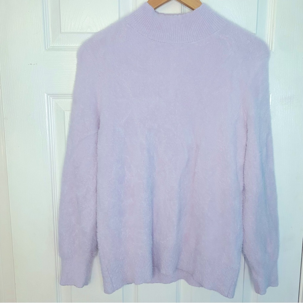 New Vintage 90s Style Size Small Lilac Purple Fuzzy Retro Y2K High Neck Sweater